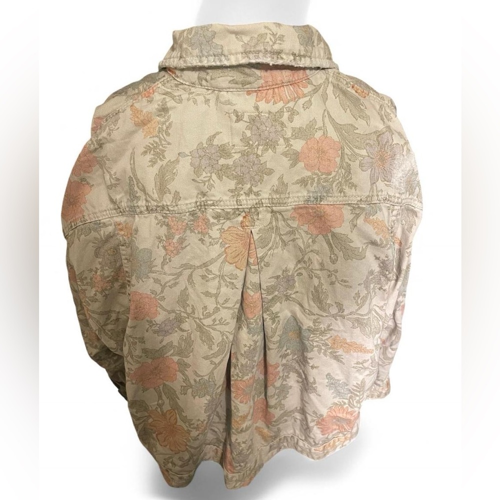 Free People We The Free Opal Swing Denim Jean Jacket Floral Distressed Size M - Picture 4 of 5